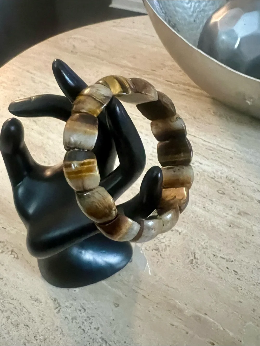 Handcrafted Brown Beaded original tiger eye gemstone stretch Bracelet.
